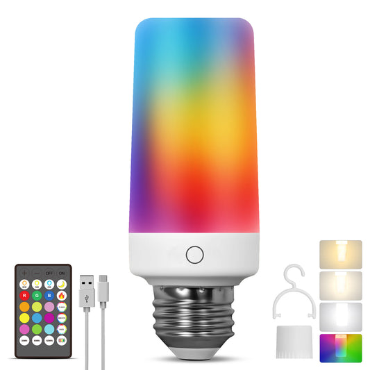 1PK Rechargeable Light Bulb with Remote,Dual Charging Way,Tuned White&RGB