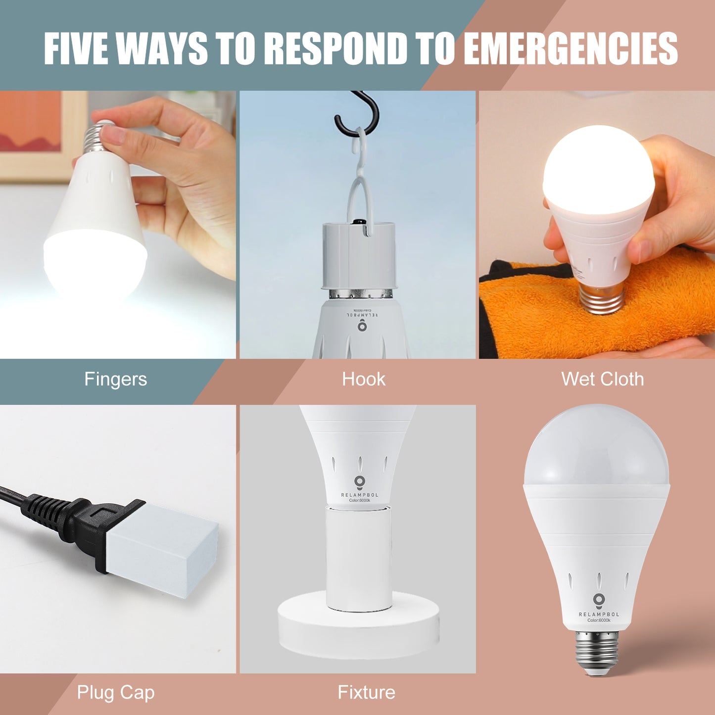 10 Pack Rechargeable Emergency Light Bulb Battery Operated Power Outage Light Bulbs 6000K