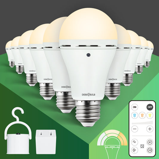 10 Pack Omni Rechargeable Emergency Battery Light Bulbs with Remote 9W 3 Color Shift Dimmable