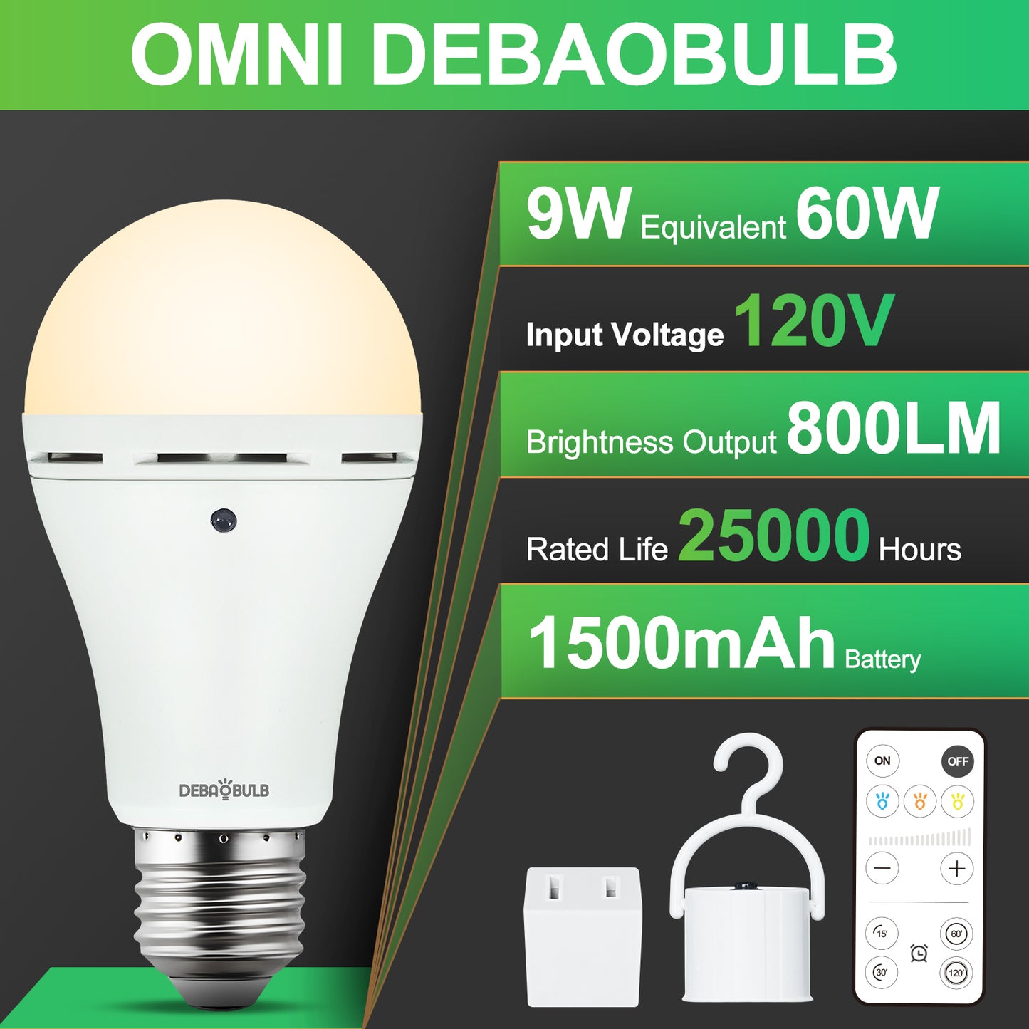 10 Pack Omni Rechargeable Emergency Battery Light Bulbs with Remote 9W 3 Color Shift Dimmable