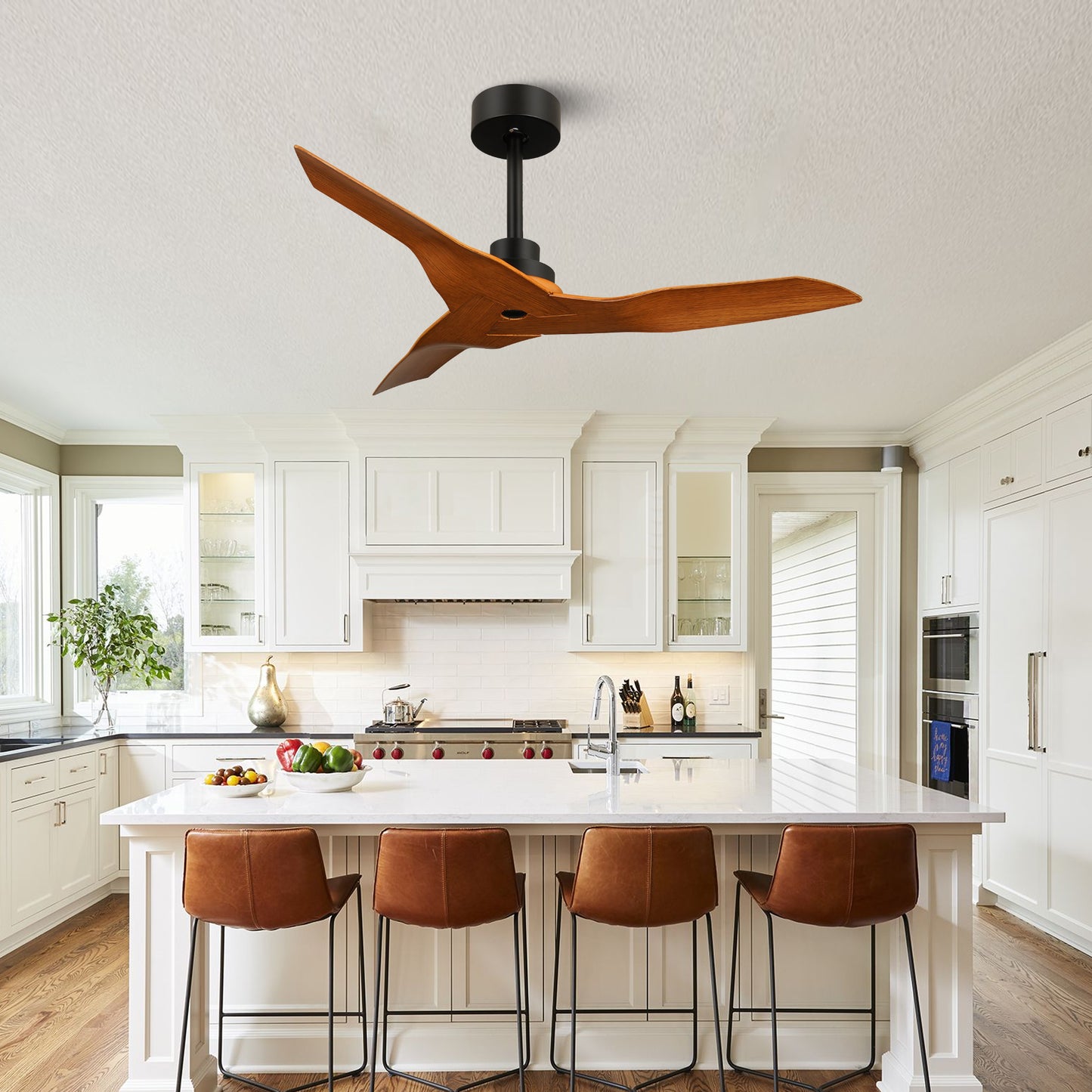 42" Farmhouse Black Brown Reversible 6 Speeds Ceiling Fan No Light