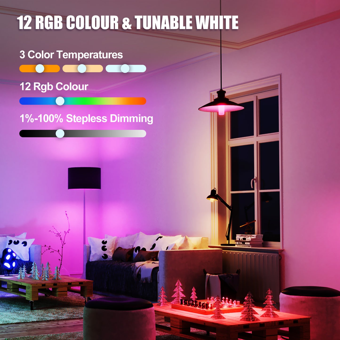 1 Pack Rechargeable Emergency Light Bulb with Remote E26 120 Volt 9W 12 RGB