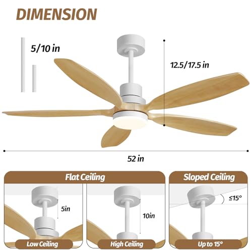 52" Farmhouse Original Walnut Reversible Ceiling Fan with Light and Remote