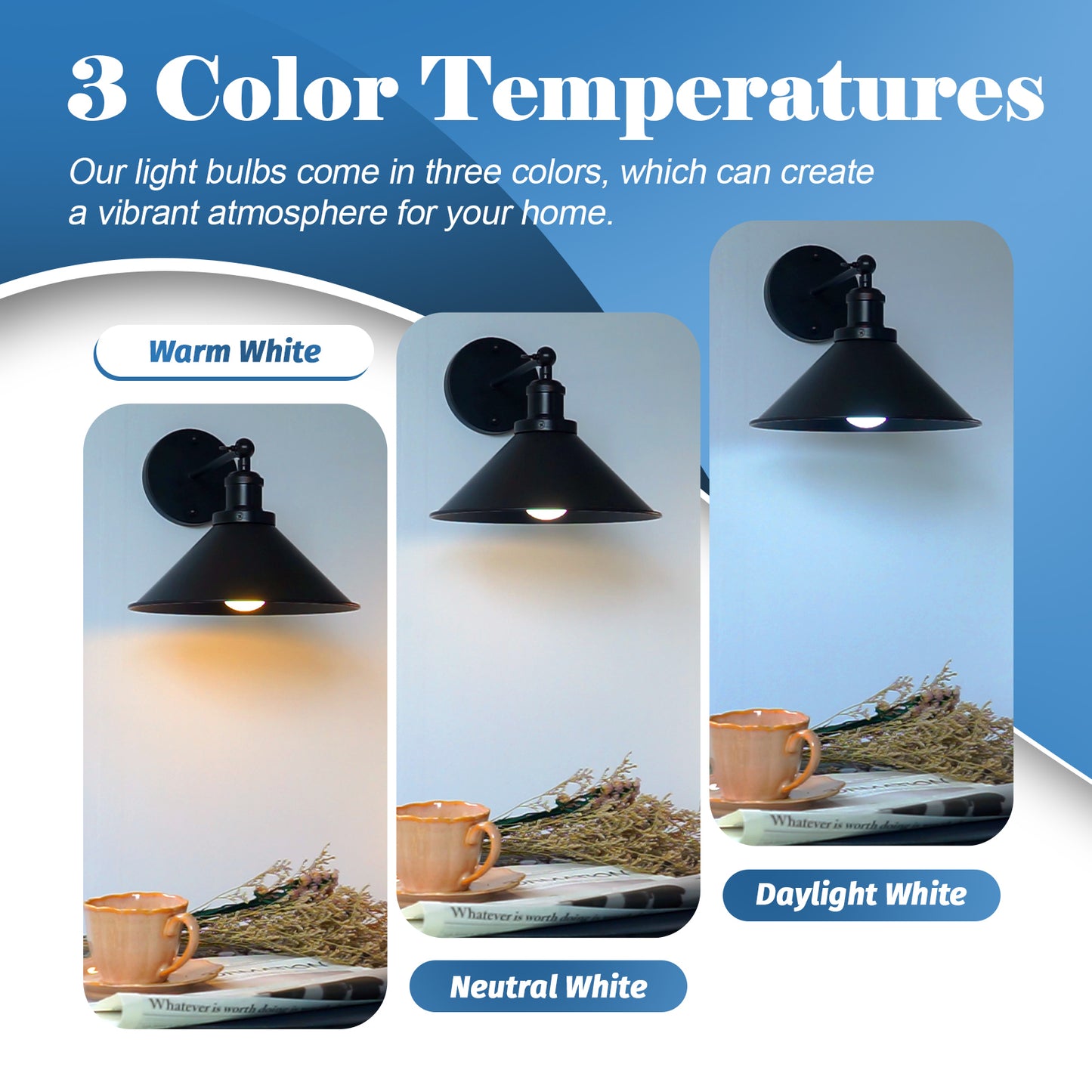 3 Pack Rechargeable Light Bulbs with Remote Control,3 Color and Time Setting