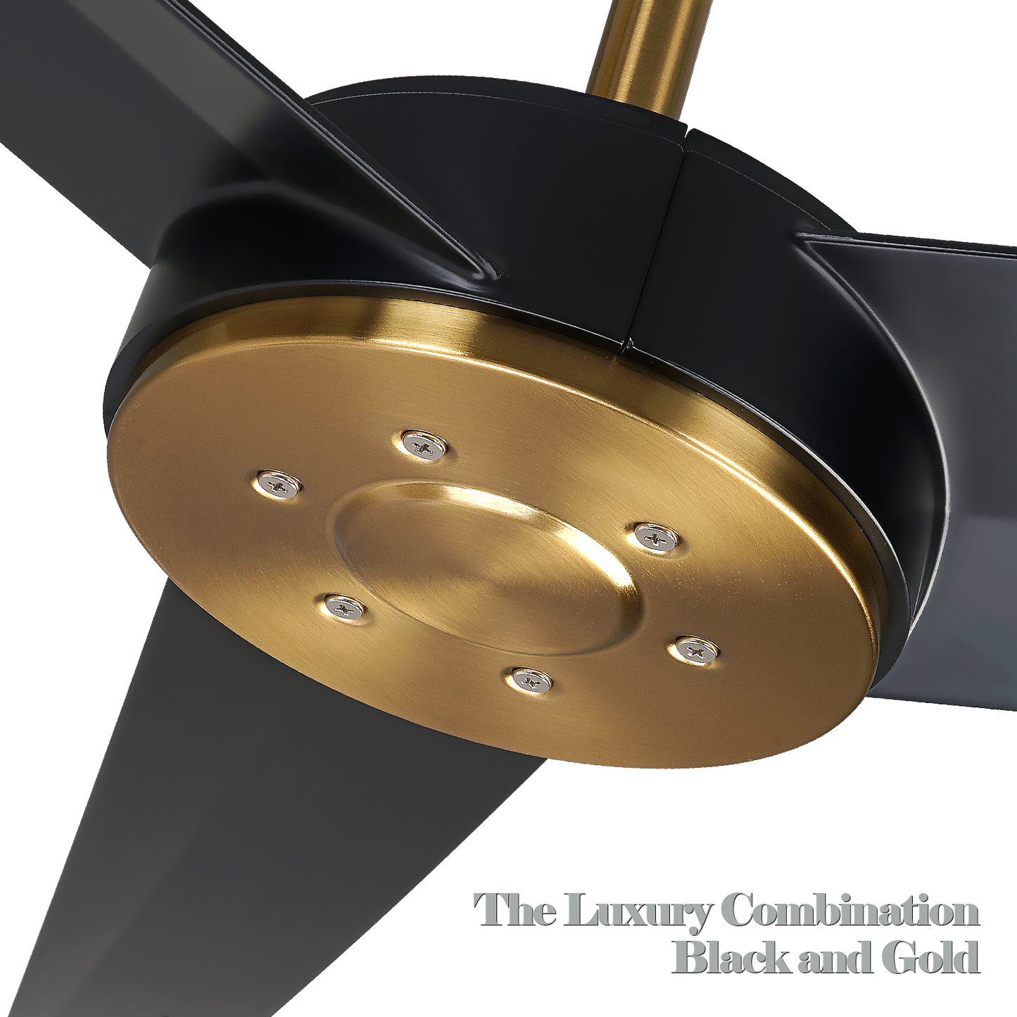 52" Modern Black and Gold Ceiling Fan with no Light for Porch Living Room