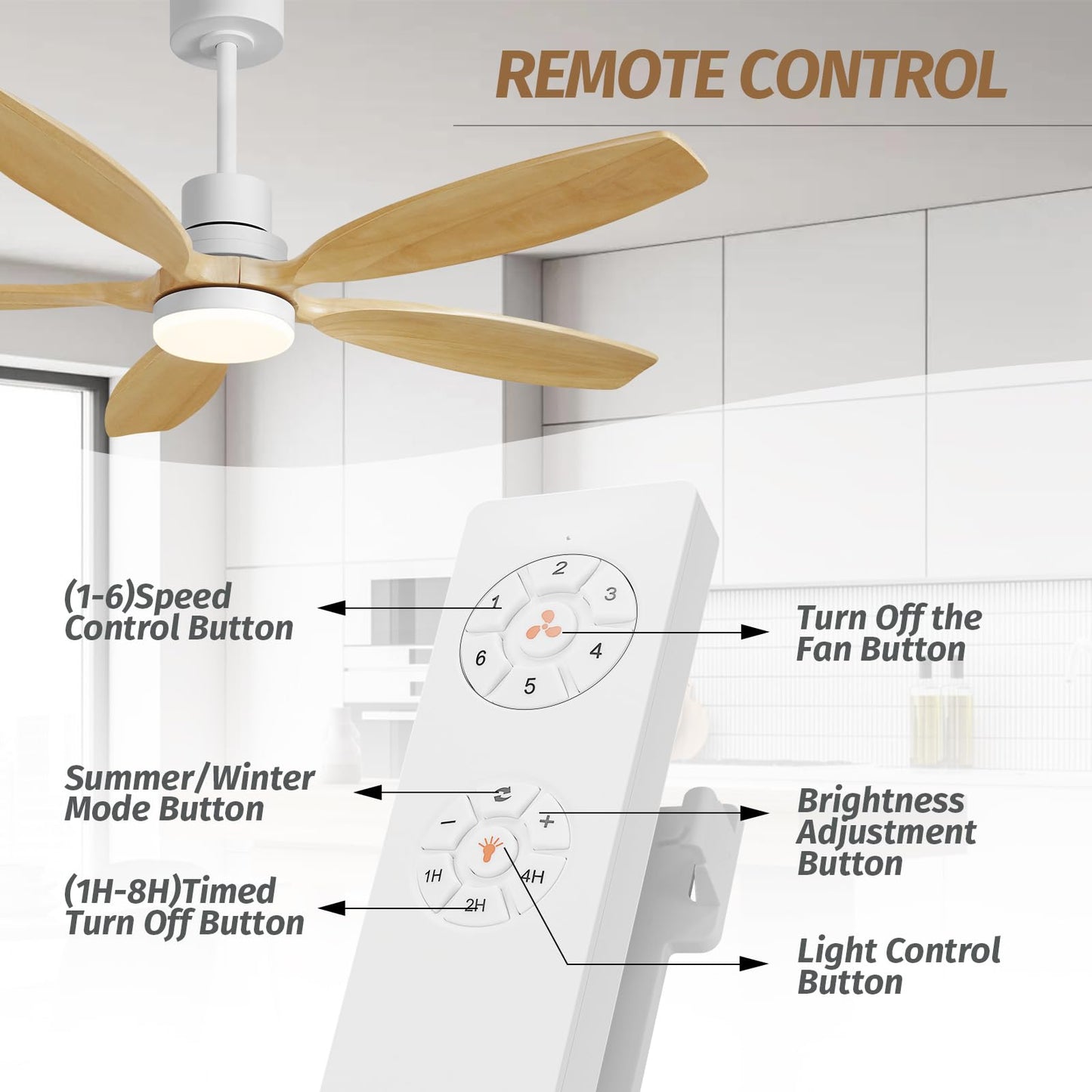 60" Farmhouse Original Walnut Reversible Ceiling Fan with Light and Remote