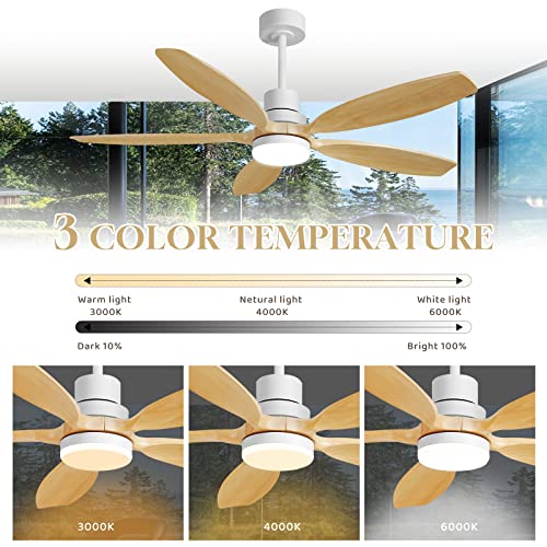 52" Farmhouse Original Walnut Reversible Ceiling Fan with Light and Remote