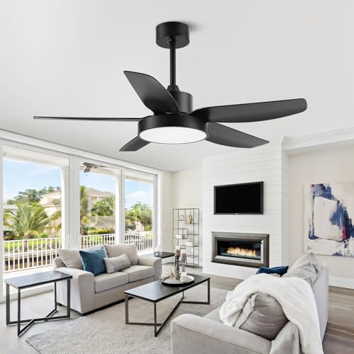 46" Black 6 Speeds Reversible ABS Ceiling Fan with Light and Remote Control